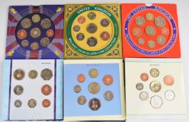 Run of six Royal Mint UK brilliant uncirculated coin sets 1994-1999, all in original packaging