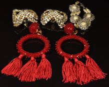 Oscar de la Renta earrings and Rebecca de Ravenel earrings