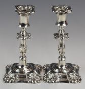 Pair of Victorian hallmarked silver candlesticks of Georgian design, Sheffield 1900, maker Henry
