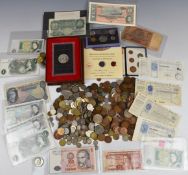 A collection of overseas coinage including presentation packs, a certified Roman example, some UK