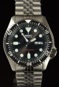 Seiko gentleman's diver's automatic wristwatch ref. 7S26-0020 with day and date aperture, luminous