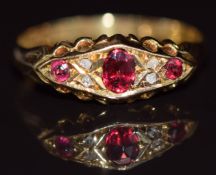 An 18ct gold ring set with paste and diamonds, 2g, size P