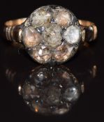 Georgian rose gold ring set with foiled rose cut diamonds, 3.4g, size M