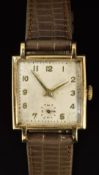 J W Benson 9ct gold gentleman's wristwatch with subsidiary seconds dial, gold hands and Arabic