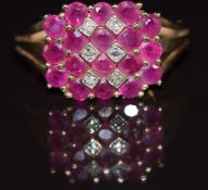 A 9ct gold ring set with rubies and diamonds, 3.3g, size N