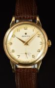 Zenith 9ct gold gentleman's wristwatch with subsidiary seconds dial, gold hands and Arabic numerals,