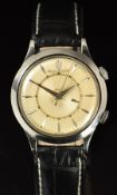 Jaeger LeCoultre Memovox gentleman's wristwatch with alarm, luminous hands, arrow hour markers,
