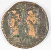 Roman Provincial bronze coin Nemausus Gaul c.AD10-14, obv Rome's first Emperor Augustus and his