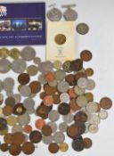 A collection of £5 crowns and other coins including some in presentation packs, together with sundry