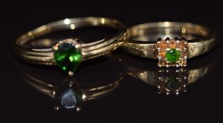 Two 9ct gold rings set with tourmaline, 4g, size X & N