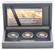 2018 Queen Elizabeth II three coin proof gold sovereign set commemorating the Sapphire Jubilee
