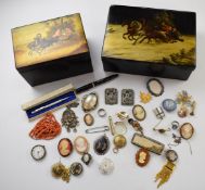 A collection of jewellery including silver Bond Boyd brooch, coral beads, 9ct gold brooch,