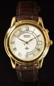 Seiko Kinetic gentleman's wristwatch ref. 5M42-0B49 with date aperture, gold hands and Roman