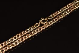 A 9ct gold tri-coloured curb link bracelet with textured detail, 25.7g