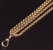 A 9ct gold guard chain / fob chain made up of faceted links, 23.1g