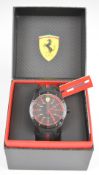 Scuderia Ferrari gentleman's wristwatch with red hands and hour markers, black dial, bezel and