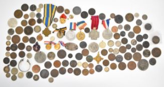 Collection of all world coinage, military related items, commemorative medals, foreign silver