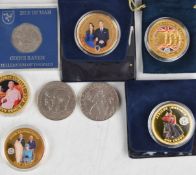 Ten various royal commemorative crowns together with three Beatrix Potter 50p coins etc, Queen