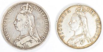 1889 Queen Victoria Jubilee head crown and an 1889 double florin
