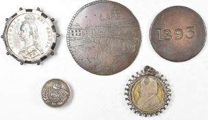 Three interesting silver coin brooches etc to include Queen Victoria half crown, 1903 and US coin