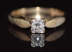 A 9ct gold ring set with a diamond, 1.8g, size K