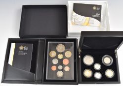 Royal Mint 2011 UK Silver Piedfort Set and a 2012 UK Proof Coin set, both cased with certificates