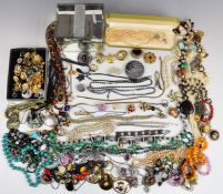 A silver locket, silver Greek key necklace, silver brooch set with butterfly wing, silver ring set