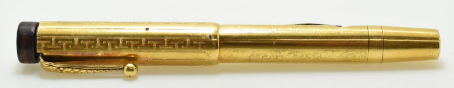 Montblanc 18k rolled gold fountain pen with 14 carat gold nib named 2 and lever action
