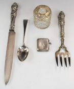 George V hallmarked silver vesta case, Birmingham 1910, maker William Neale, Victorian hallmarked