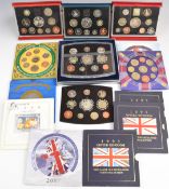 Modern proof and uncirculated coin sets comprising 1997, 1998 and 1999 deluxe proof sets, two 2000