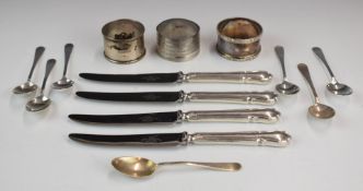 Set of seven hallmarked silver coffee spoons, Sheffield 1952, maker Cooper Brothers & Sons Ltd,