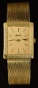 Piaget 18ct gold wristwatch ref. 9151 with black hands and hour markers, gold dial and mechanical