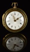 Vale S Honlette of Coventry pair cased pocket watch with ornate gold hands, black Roman and Arabic