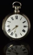 James Coviller of Mount Rasen hallmarked silver pair cased pocket watch with silver hands, black