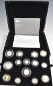 Royal Mint 2014 silver proof coin set, in deluxe case with certificate no 0013