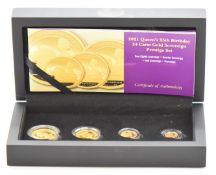 Hattons of London 2021 four coin proof gold sovereign set commemorating the Queen's 95th Birthday