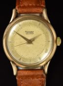 Rotary Maximus 9ct gold gentleman's wristwatch with gold dauphine hands, Arabic numerals and hour