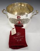 Royal Queen Sheffield silver plated twin handled wine or champagne cooler bucket, with original