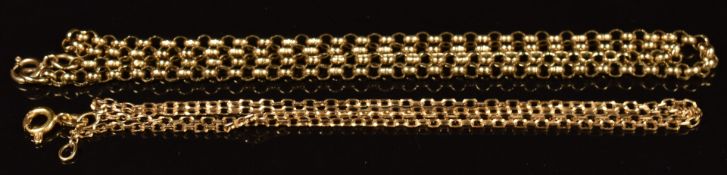Two 9ct gold chains, 12g