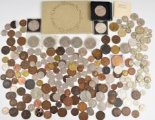 A collection of UK coinage George II onwards, includes modern crowns, coin pack for 1976 and