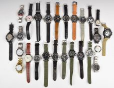 Twenty-six gentleman's wristwatches including Trias, T&J, Avi-8, Holuns, Wenger, Benyar,
