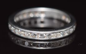 Tiffany & Co platinum eternity ring set with 28 round cut diamonds, each approximately 0.05ct, 4.4g,