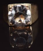 A 9ct gold ring set with a round cut smoky quartz, 4.6g, size F