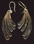 A pair of 14k gold earrings made up of five gold panels, 14.7g