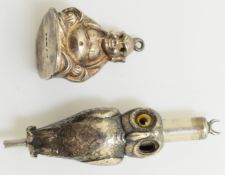 Mordan & Co novelty silver figural owl propelling pencil with maker's name stamped to shaft and a