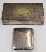 George V hallmarked silver cigarette case, Birmingham 1919, maker Smith & Bartlam, length 8.5cm,