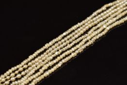 Two seed pearl necklaces with 9ct white gold barrel clasps