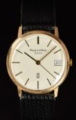 Mappin & Webb 9ct gold gentleman's wristwatch with date aperture, two tone hands and baton hour