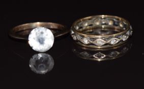 A 9ct gold eternity ring and a 9ct gold ring set with paste, 4.6g, size L