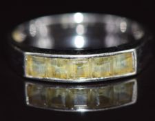 A 9ct white gold ring set with topaz, 2.7g, size P